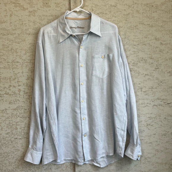 Tommy Bahama Other - Tommy Bahama Mens 100% Linen Blue Men's Button Up Shirt Sz XL Beach Vacation